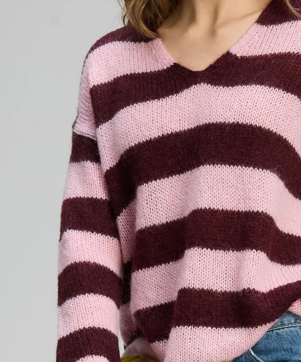 Cozy Kid Stripe V Knit | Sugar Plum