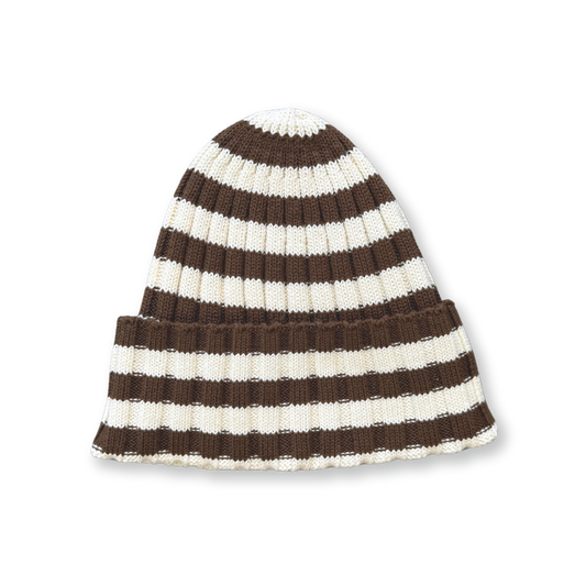 Organic Striped Pixie Rib Beanie | Espresso