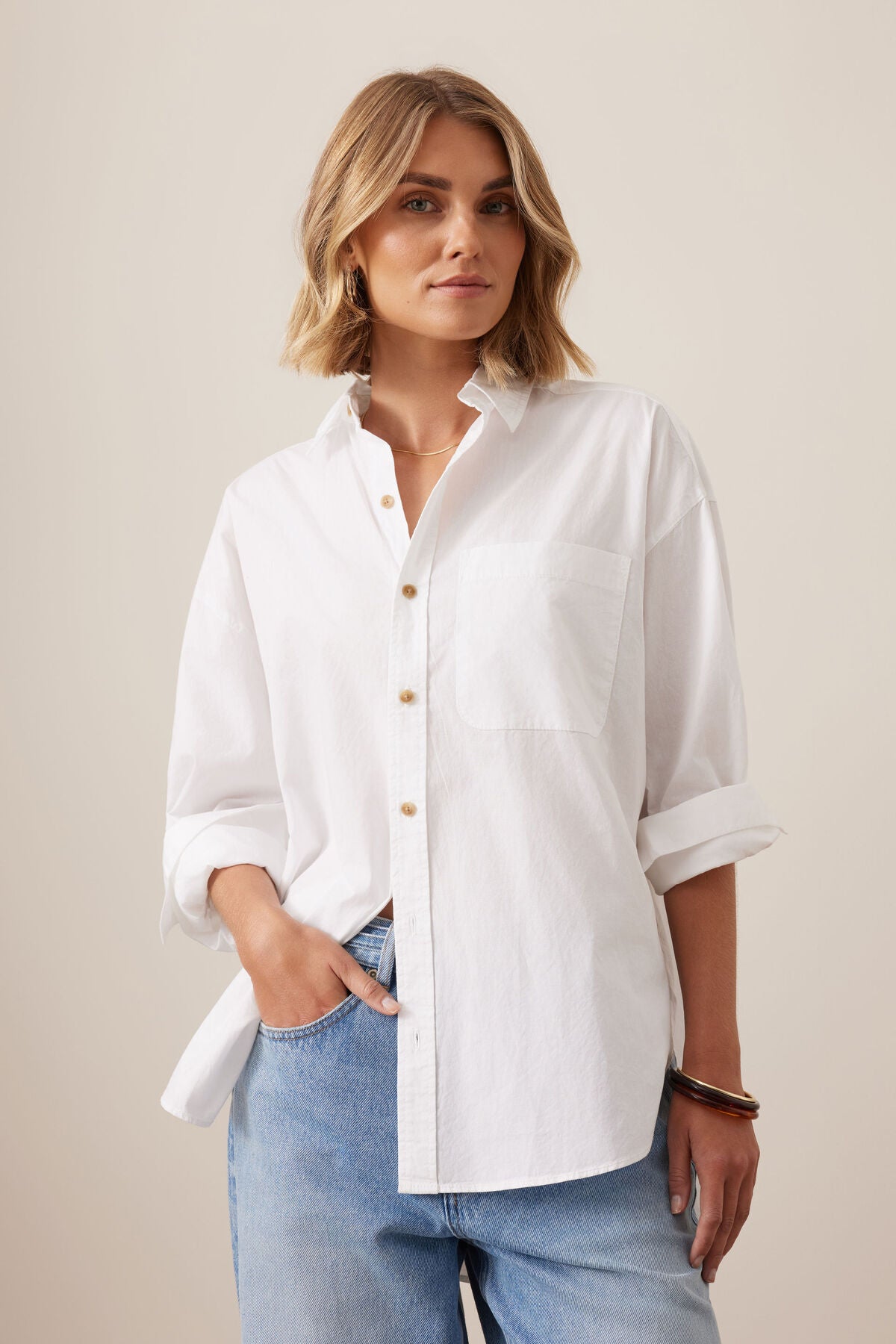 Peta Oversized Shirt | White Organic Cotton