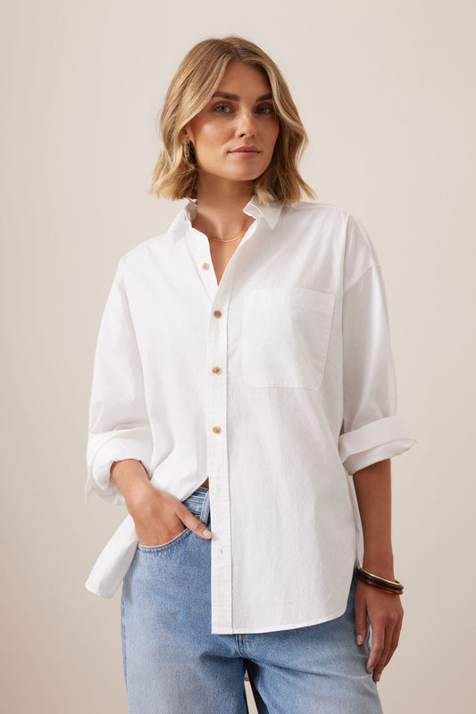 Peta Oversized Shirt | White Organic Cotton