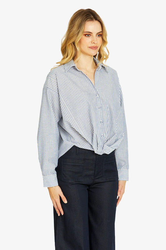 Sadie Tie Front Shirt | Blue