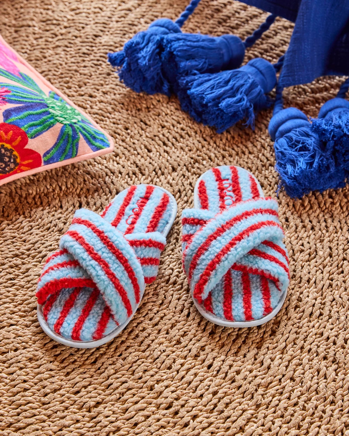 Hamilton Stripe Sherpa Slippers