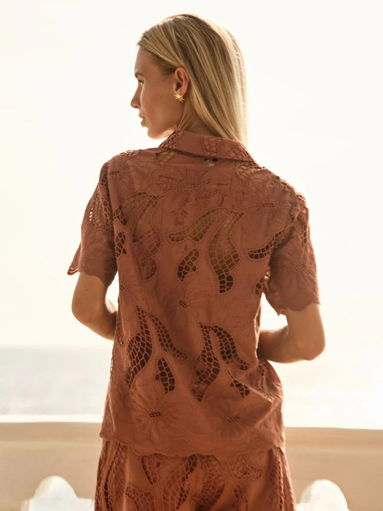 Colette Lace Shirt | Red Clay