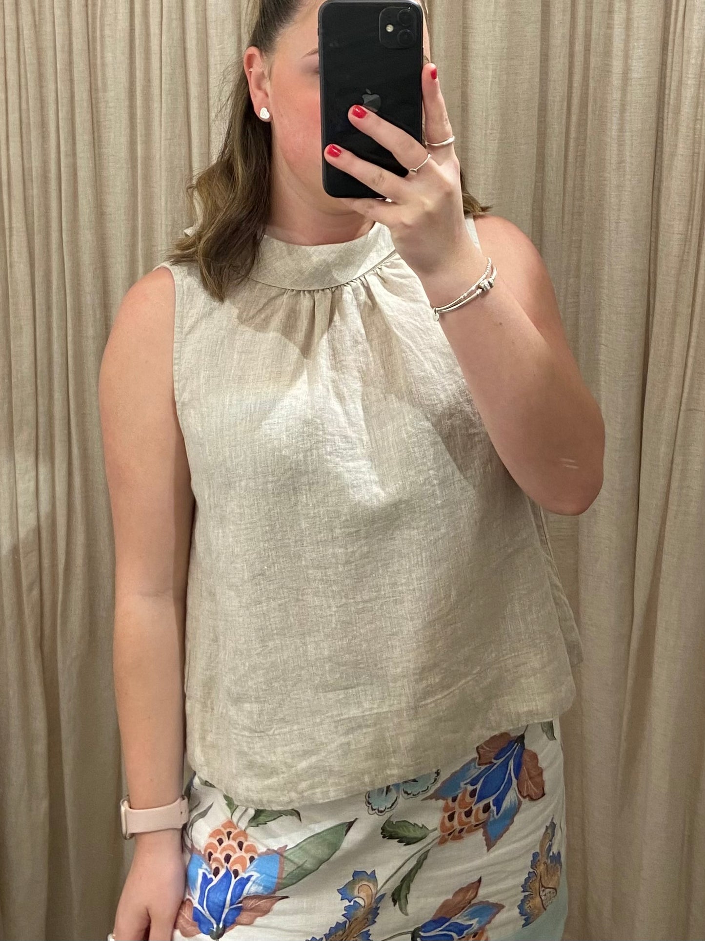 Ally Reversible Linen Top | Flax
