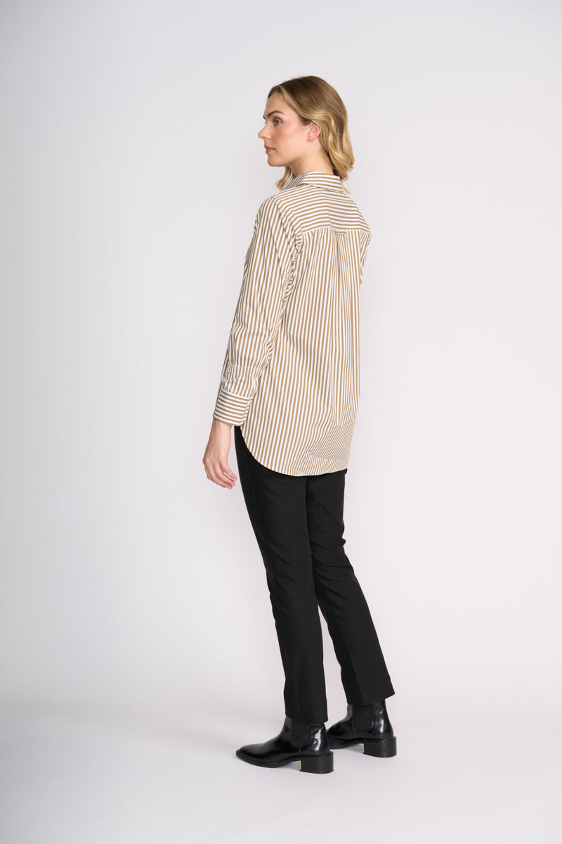 Push Up Shirt | Taupe Stripe