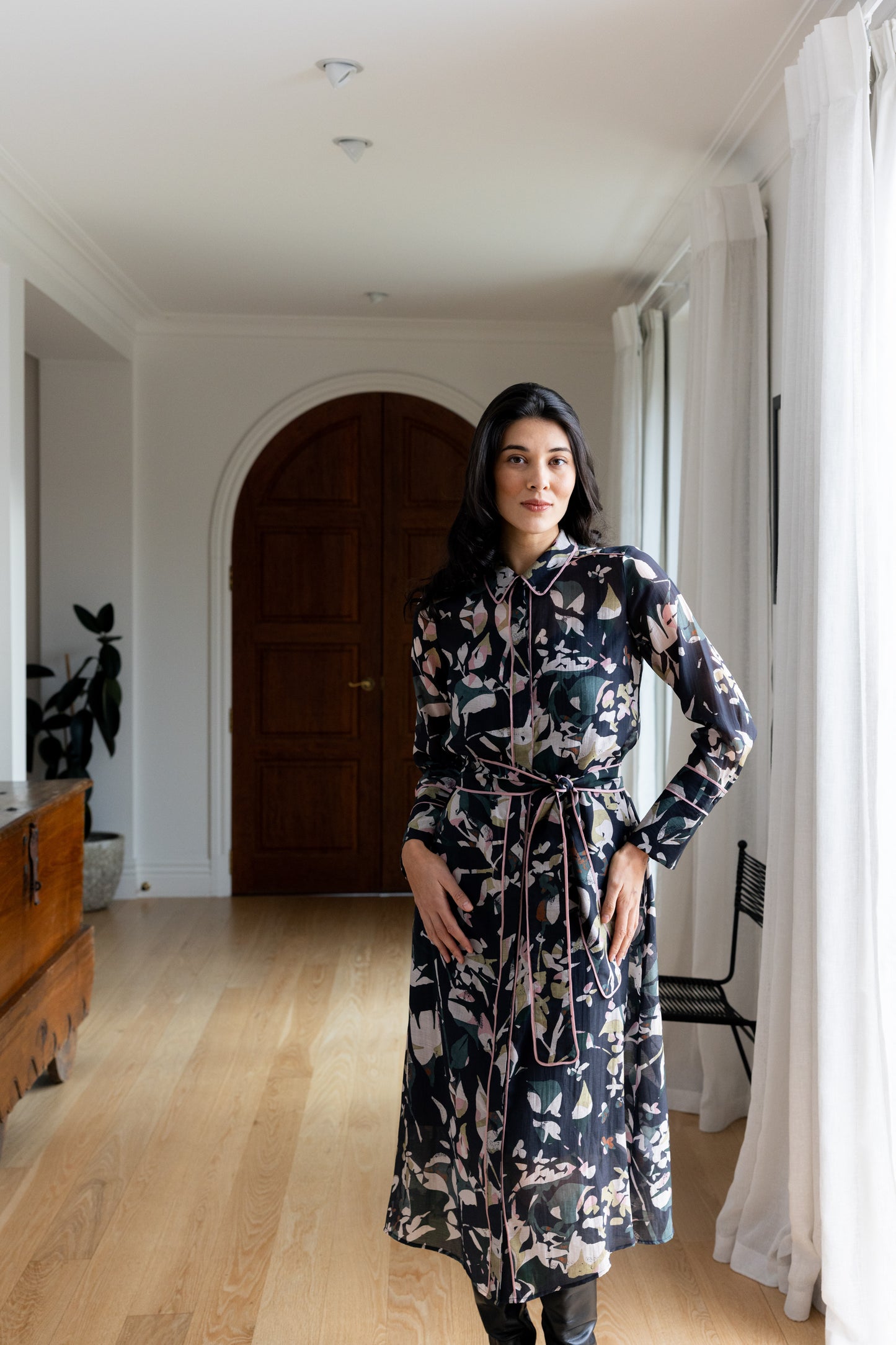 Pipe Up Shirt Dress | Shadow Leaf