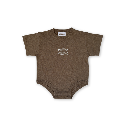 ORGANIC SARDINE OVERSIZED ROMPER: MUD