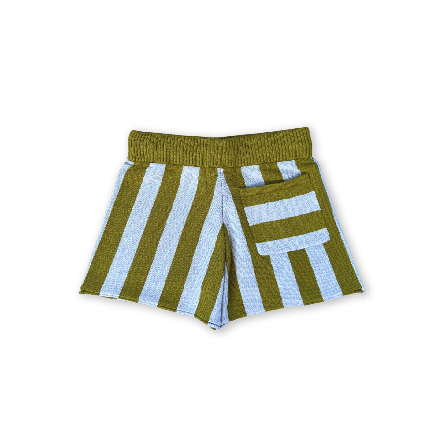 VERTICAL STRIPE KNIT SHORTS: OCEAN/LEAF