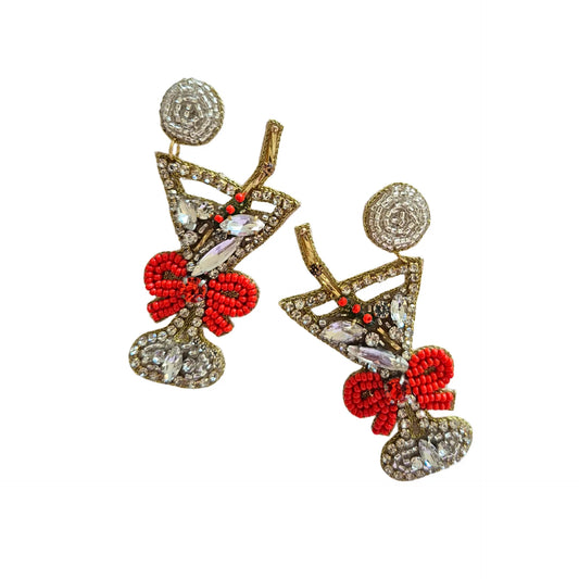 Beaded Christmas Earring | Wine
