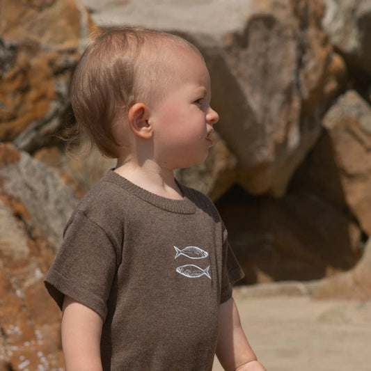 ORGANIC SARDINE OVERSIZED ROMPER: MUD