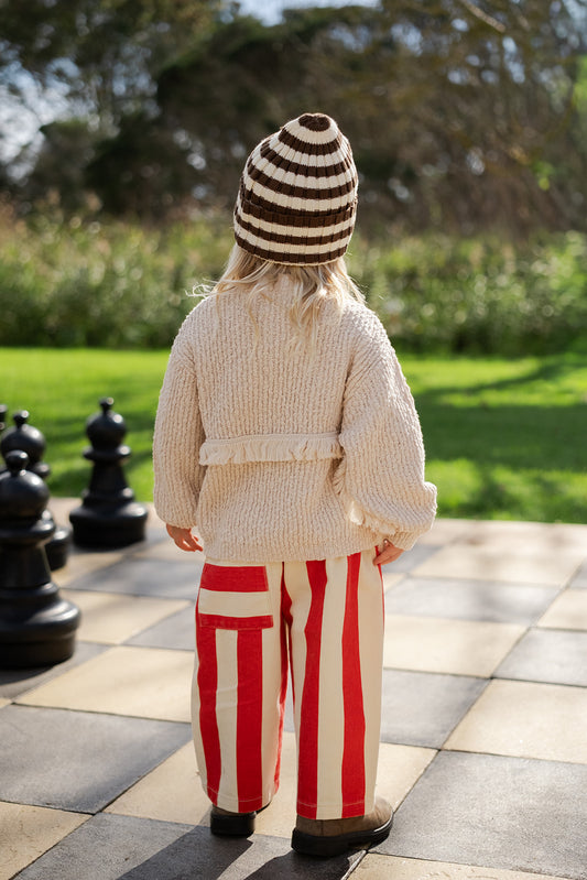 Organic Striped Pixie Rib Beanie | Espresso