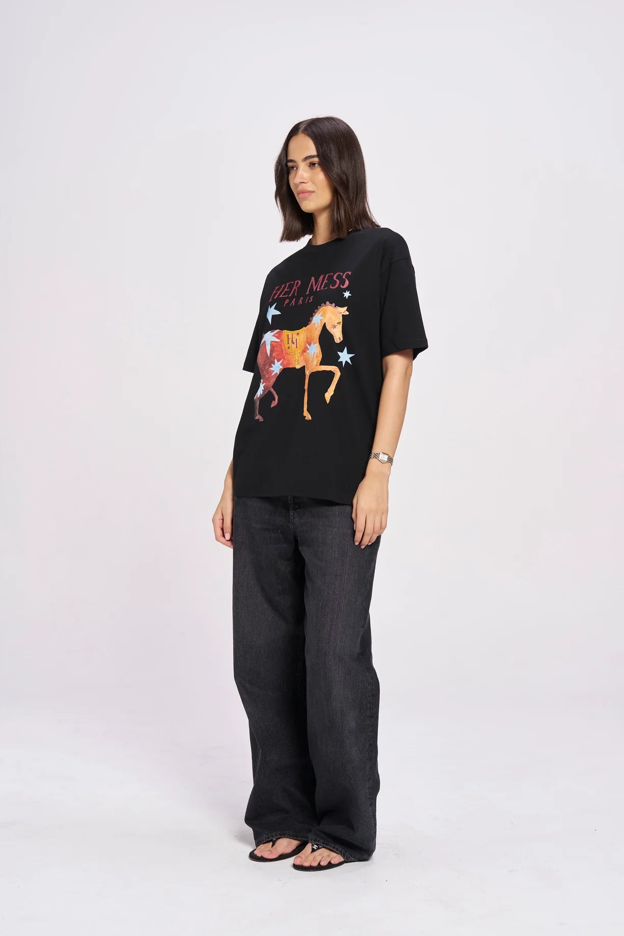Her Mess Oversize Tee | Black