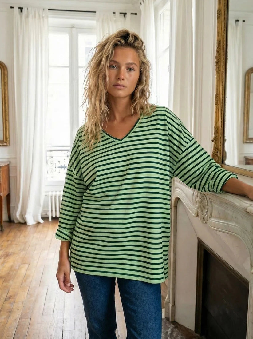Essentials Long Sleeve | Green Stripe
