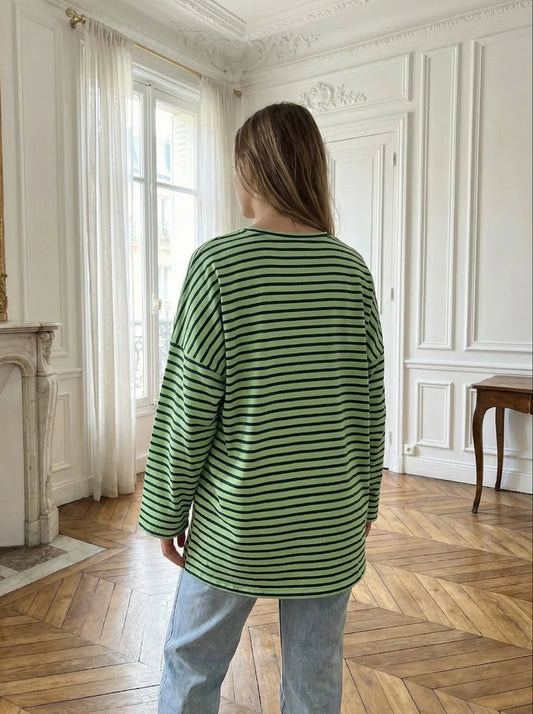 Essentials Long Sleeve | Green Stripe