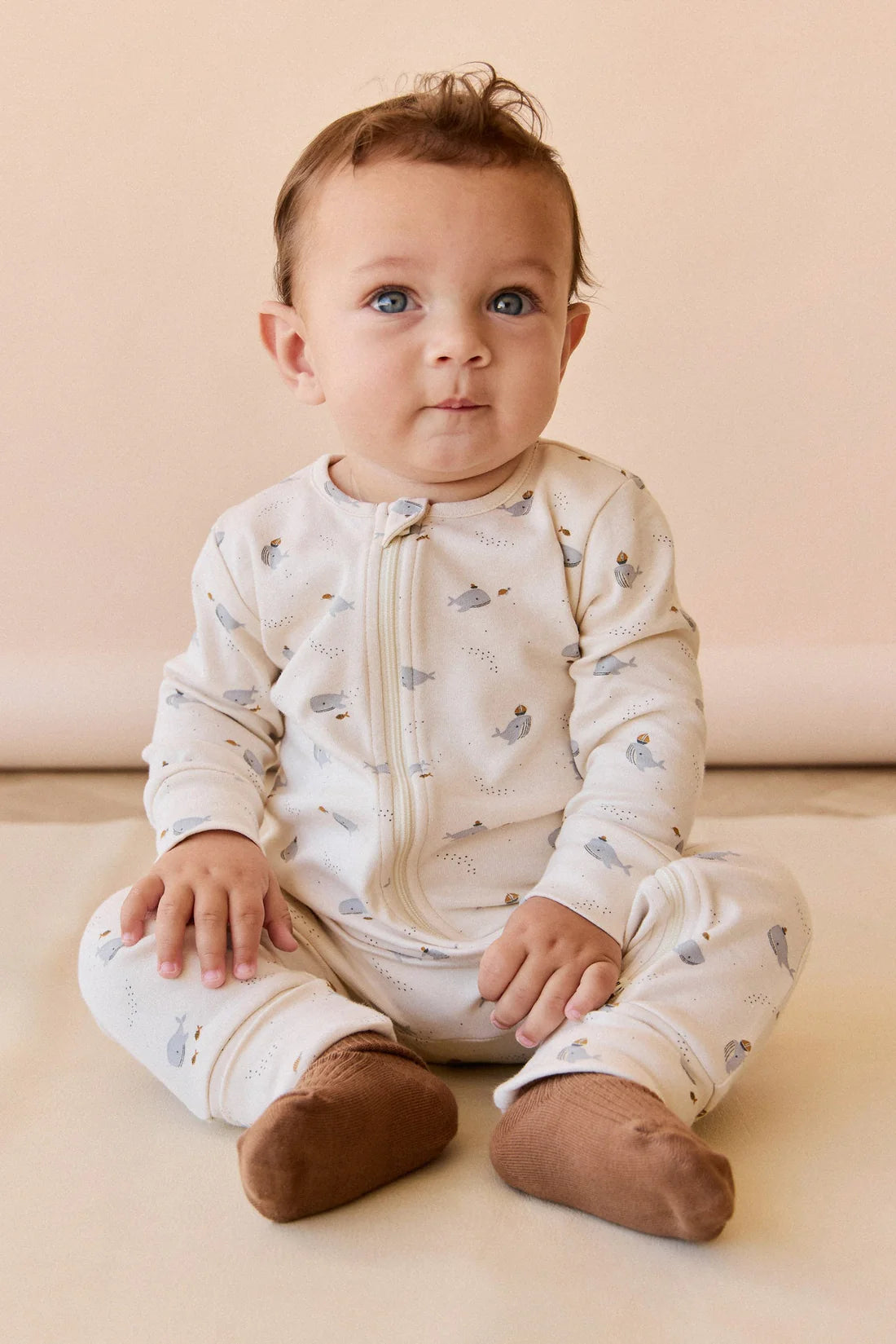 Organic Cotton Reese Zip One piece | Whales