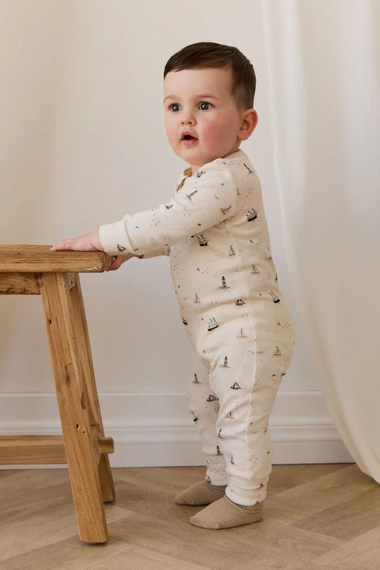 Organic Cotton Reese Zip Onepiece | Sailing Day