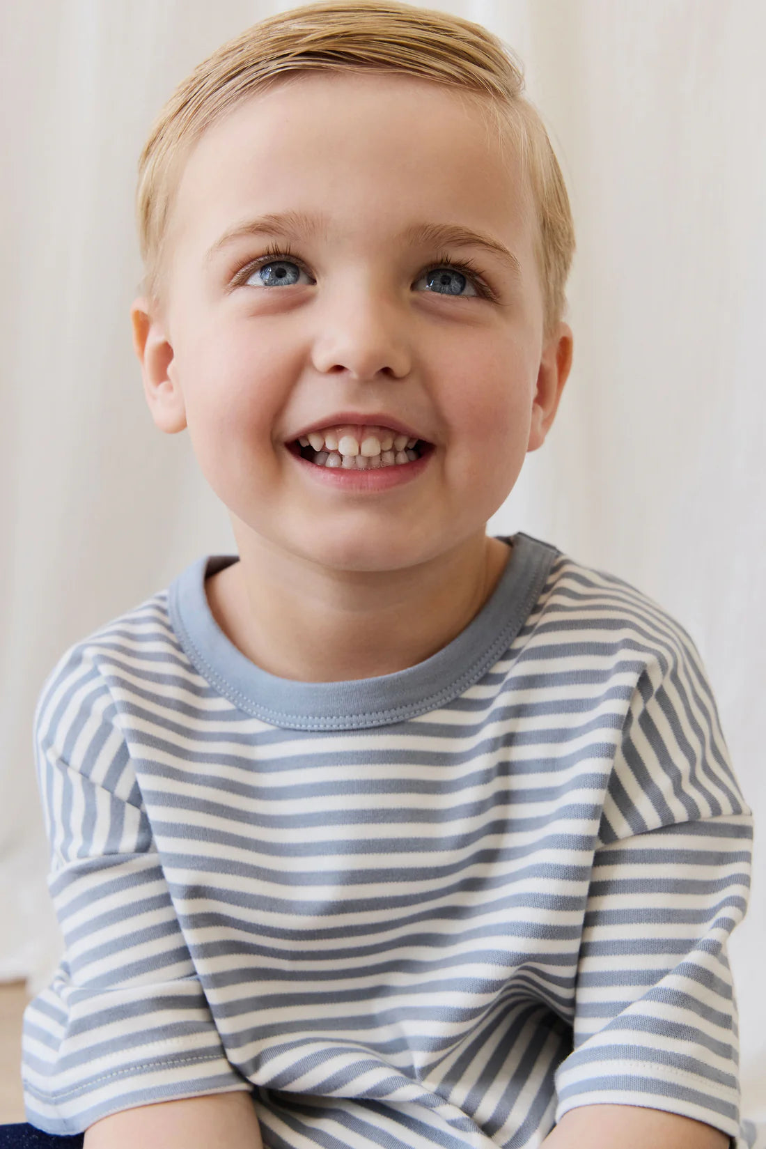 Pima Cotton Wesley Tee | Narrow Stripe Dawn/Cloud