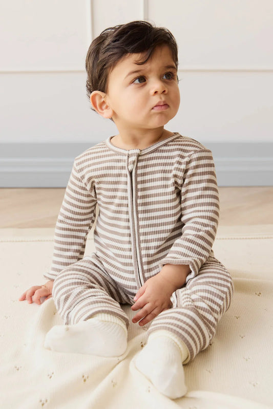 Organic Cotton Modal Gracelyn Onepiece | Narrow Stripe Tweed/Cloud