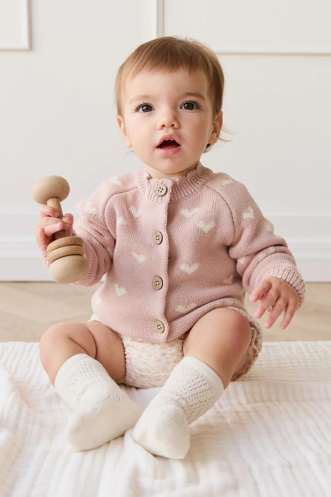 Anna Cardigan | Petite Heart Rose Smoke