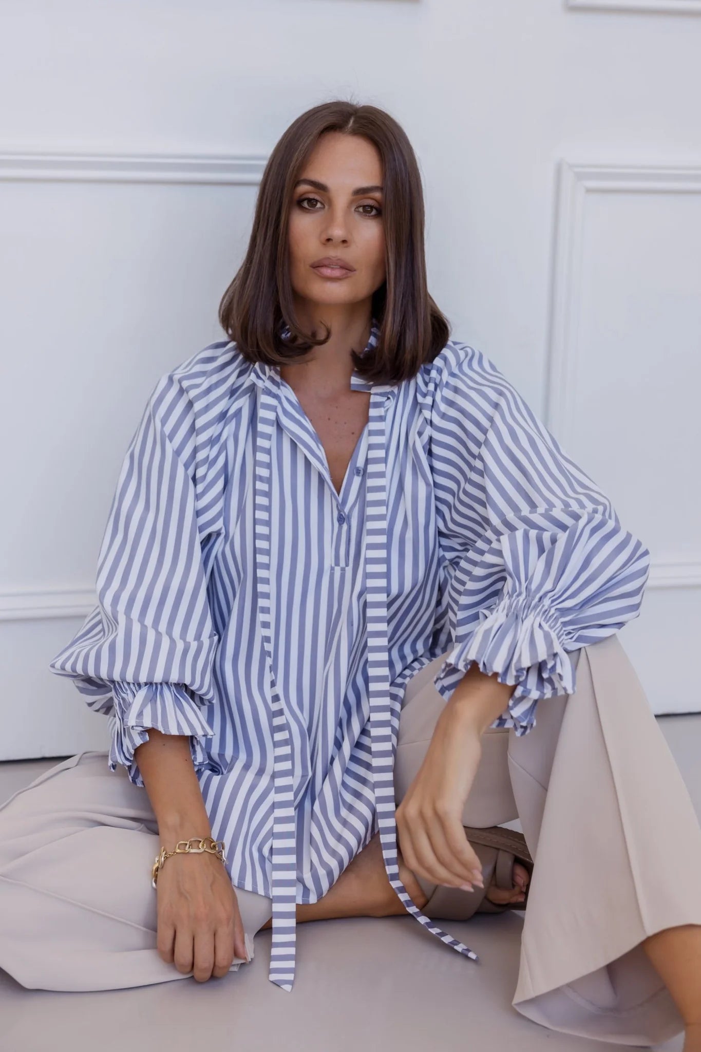 Danill Blouse | Grey Stripe