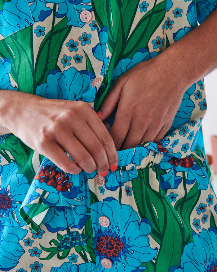 *LANDING SOON* Short Sleeve Shirt and Pant Pyjama Set | Tumbling Flowers