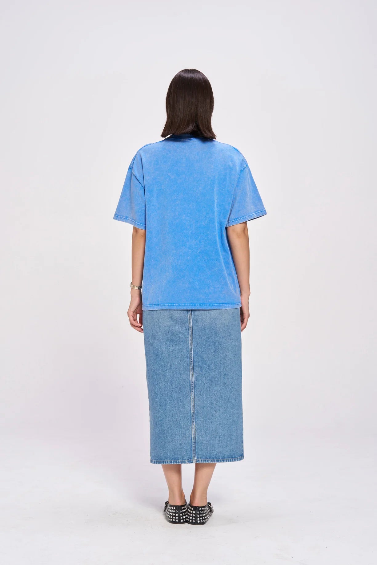 Le Fleur Tropical Oversize Tee | Light Blue Snow Wash