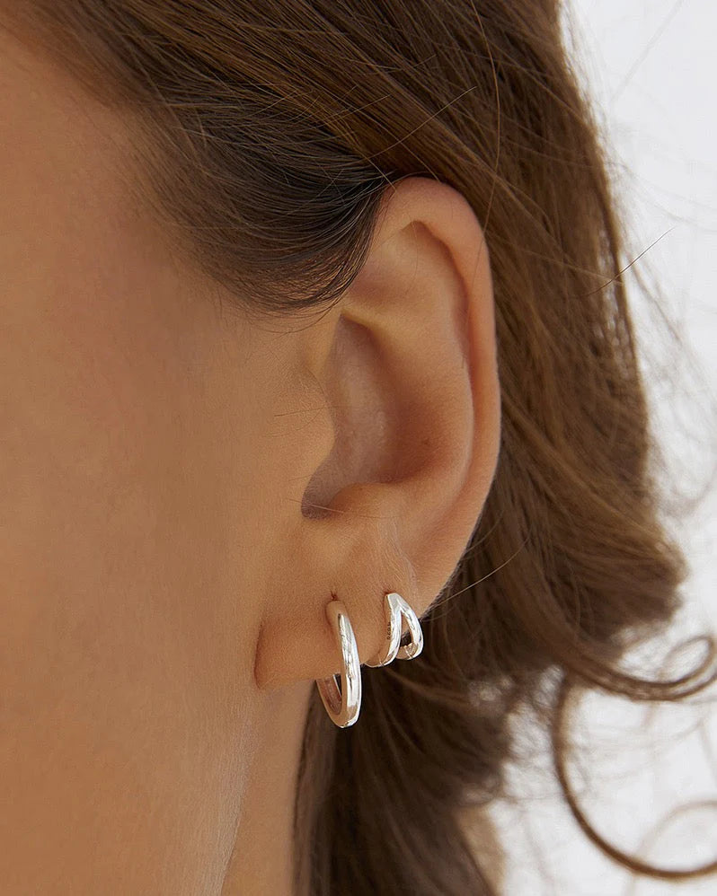 Jett Hoop Earrings | Silver
