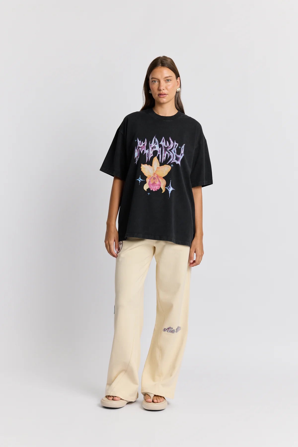 Chrome Flower Snow Wash Oversize Tee