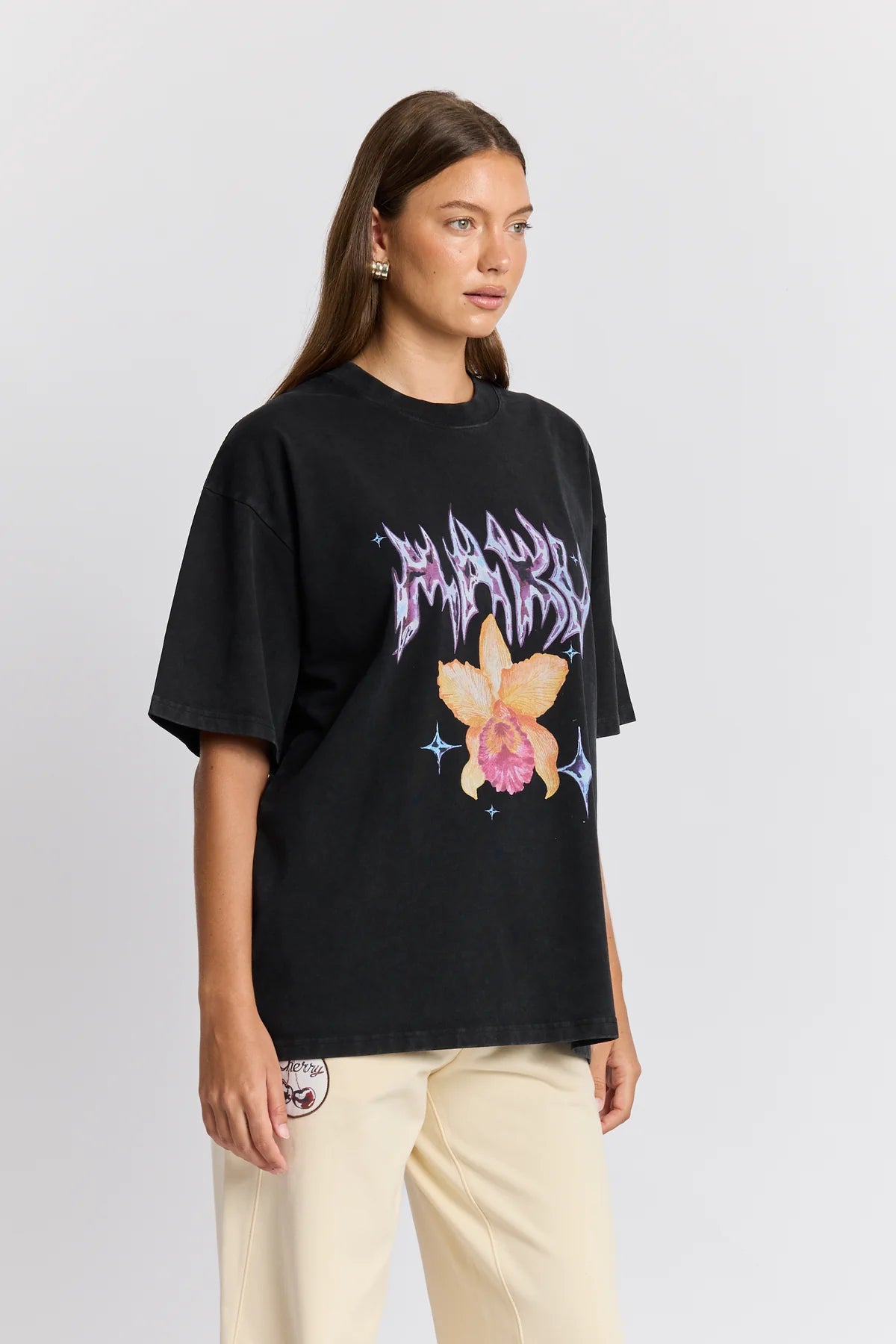 Chrome Flower Snow Wash Oversize Tee