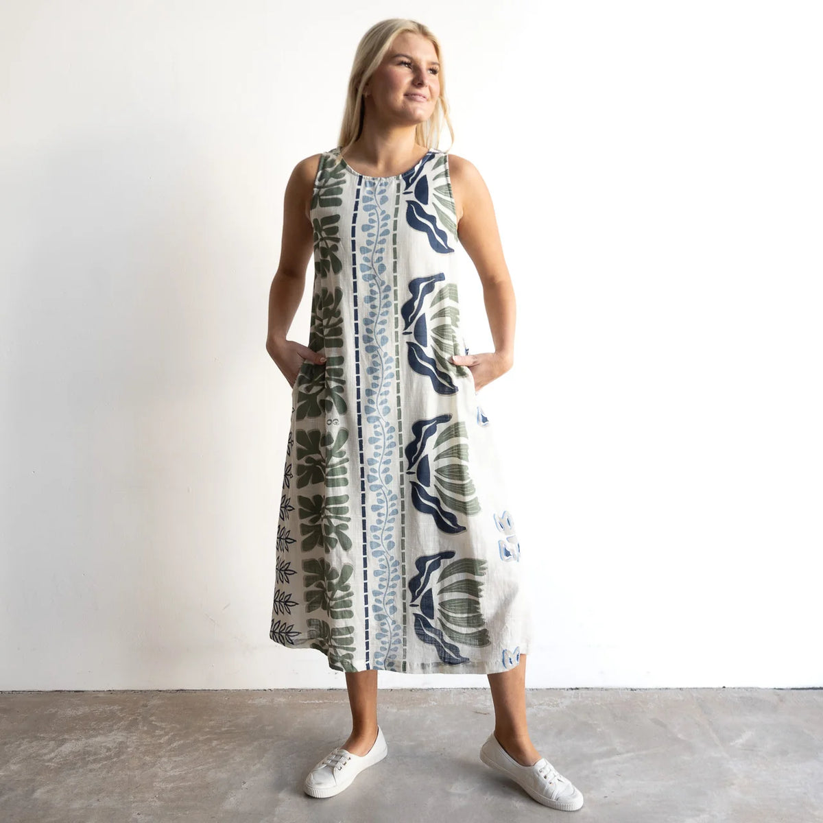 Liberte Sleeveless Midi Dress | White