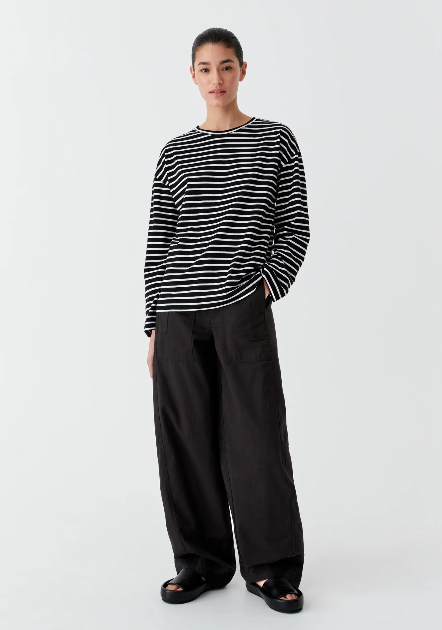 Archie Stripe Tee Long Sleeve | Black White