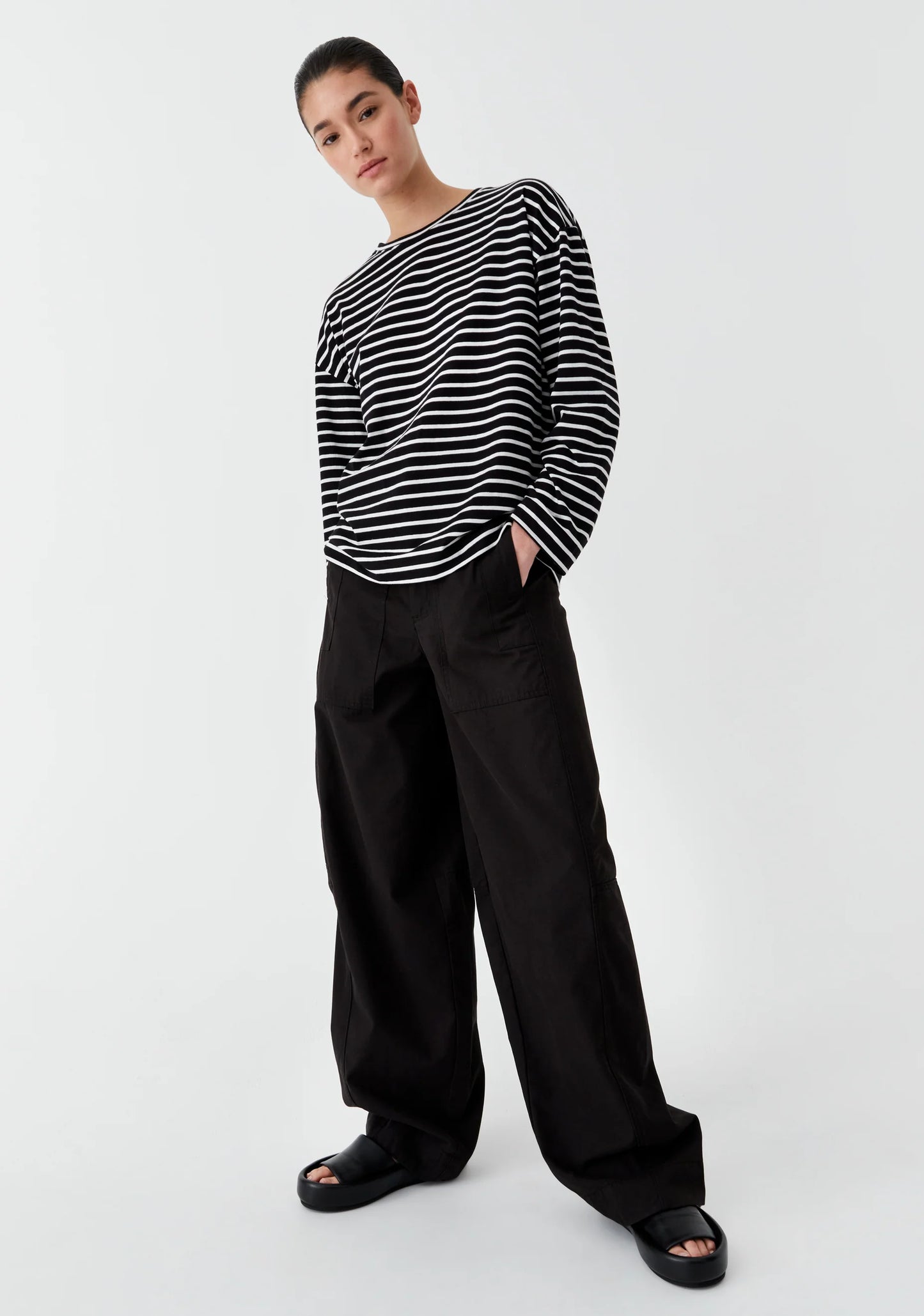 Archie Stripe Tee Long Sleeve | Black White