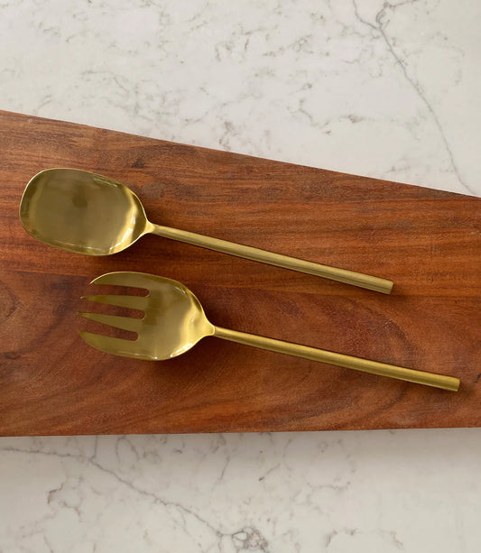Brushed Brass Stainless Servers | Set of 2