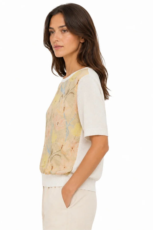 Silk Linen Top | Peach