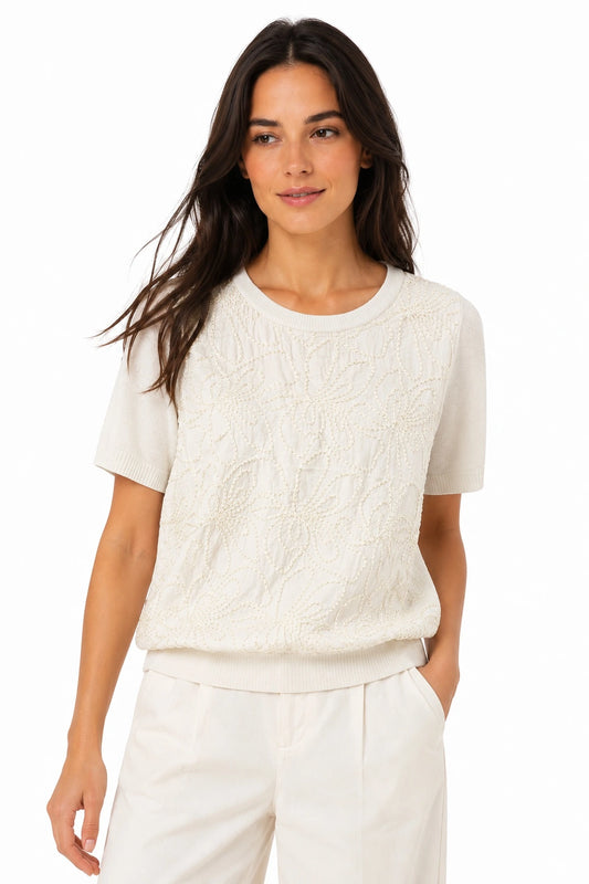 Silk Linen Top | White Floral