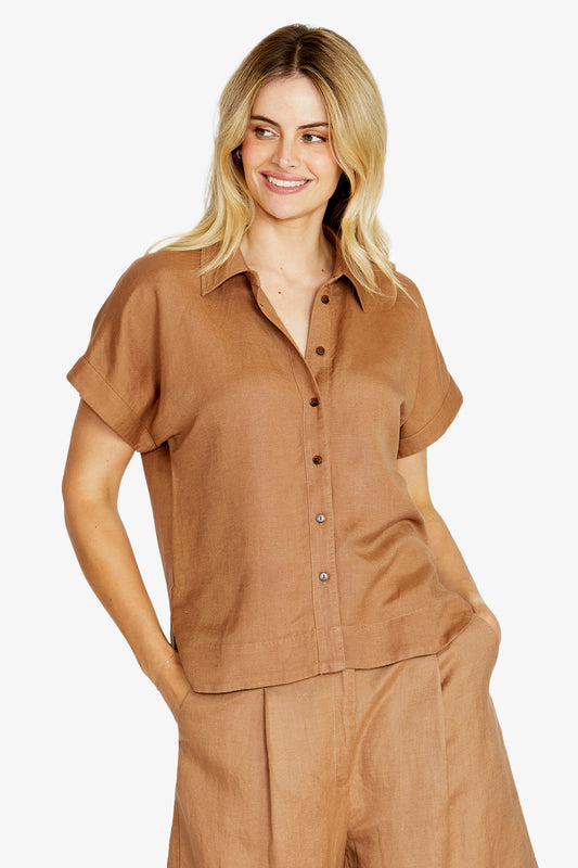 Remy Slouchy Crop Shirt | Desert