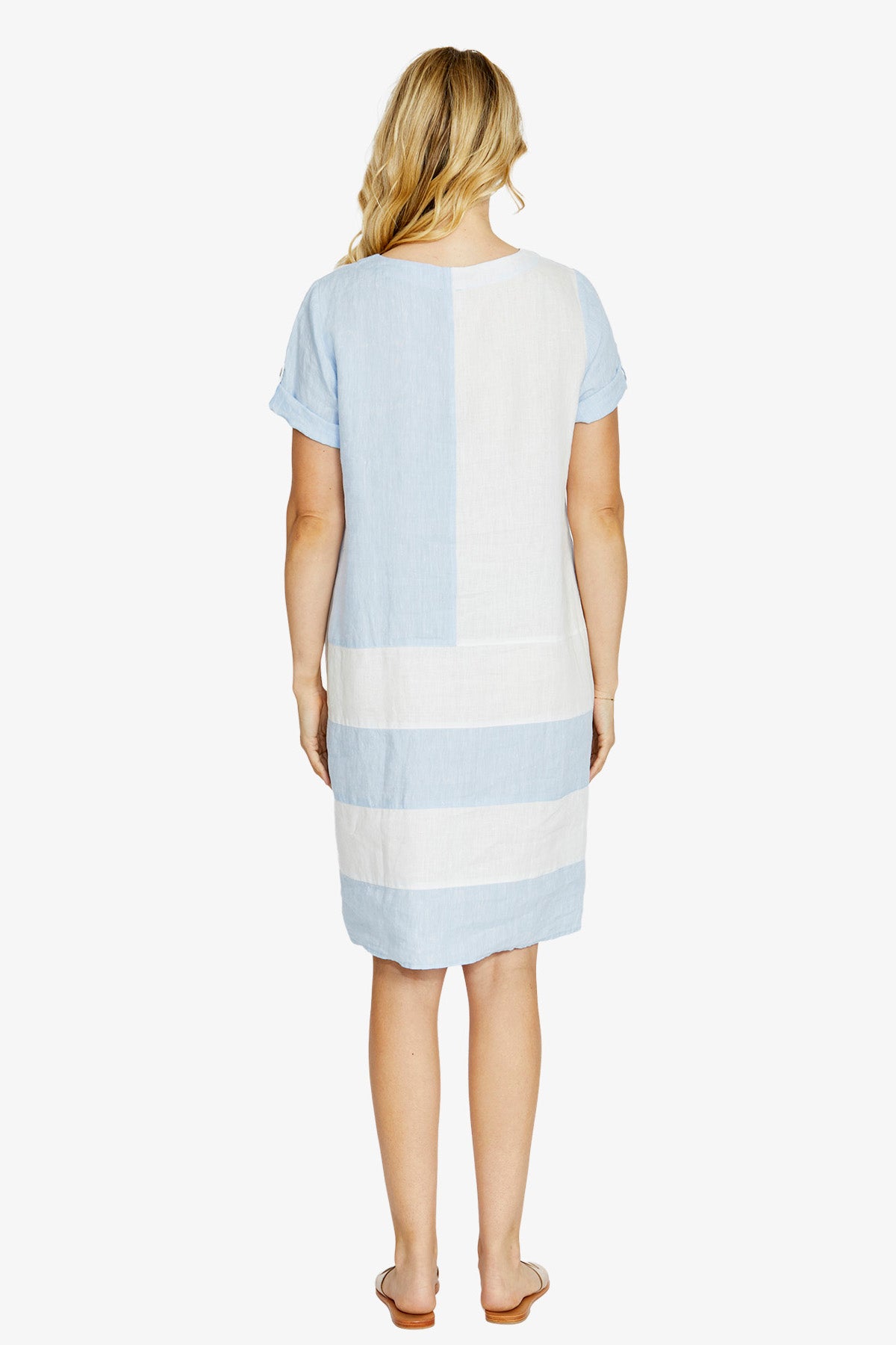 Carrie Block Linen Dress | Pale Blue