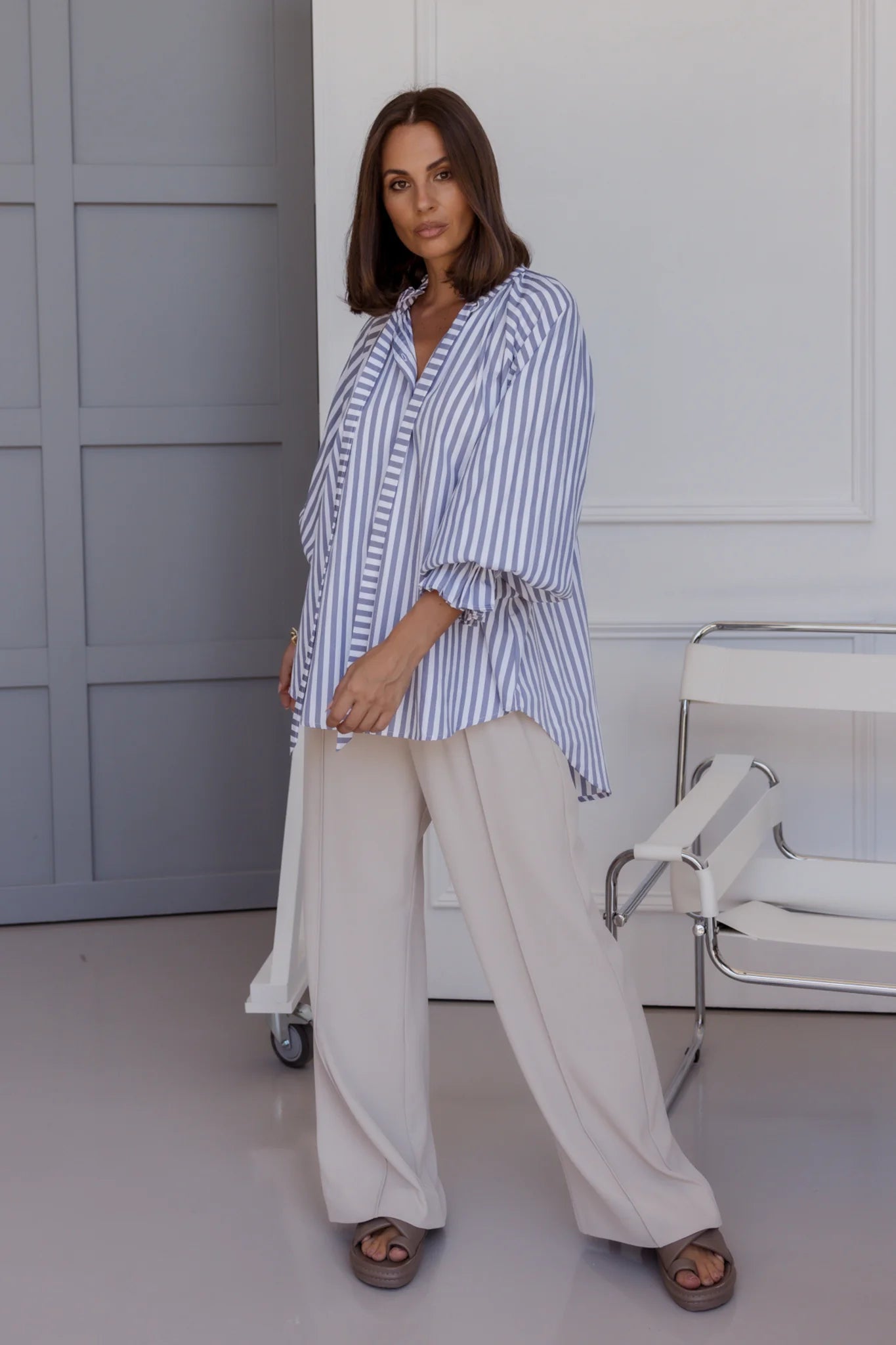 Danill Blouse | Grey Stripe