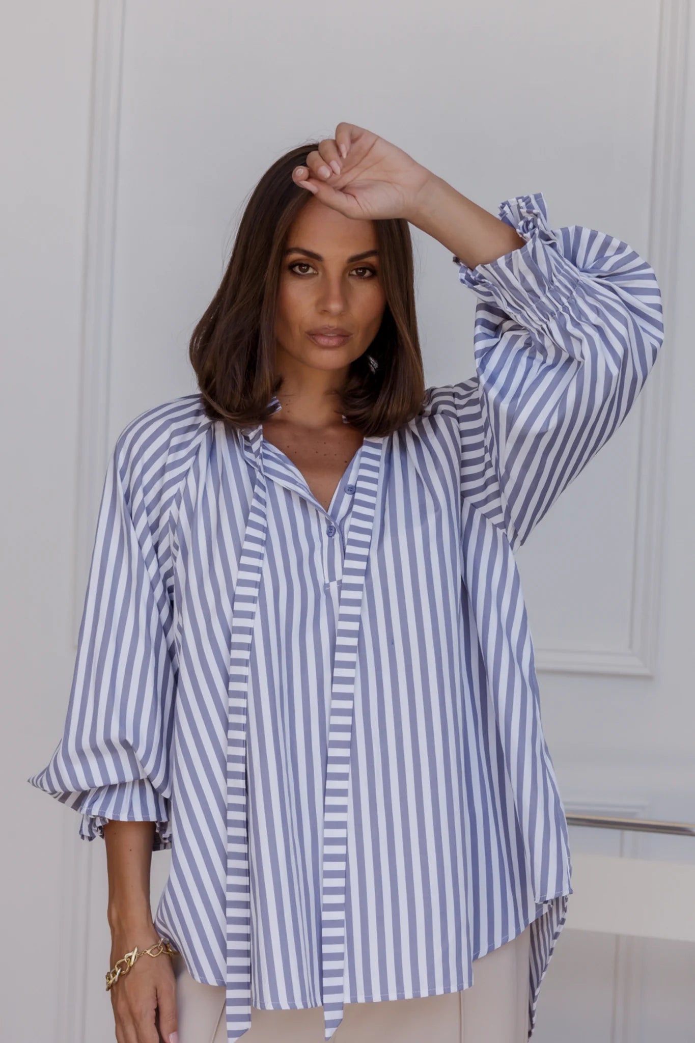 Danill Blouse | Grey Stripe