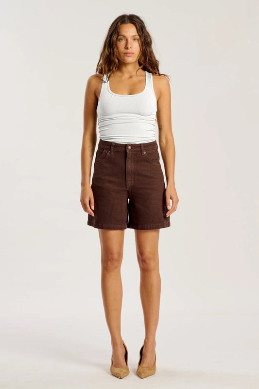 Super Mirage Denim Shorts| Chocolate