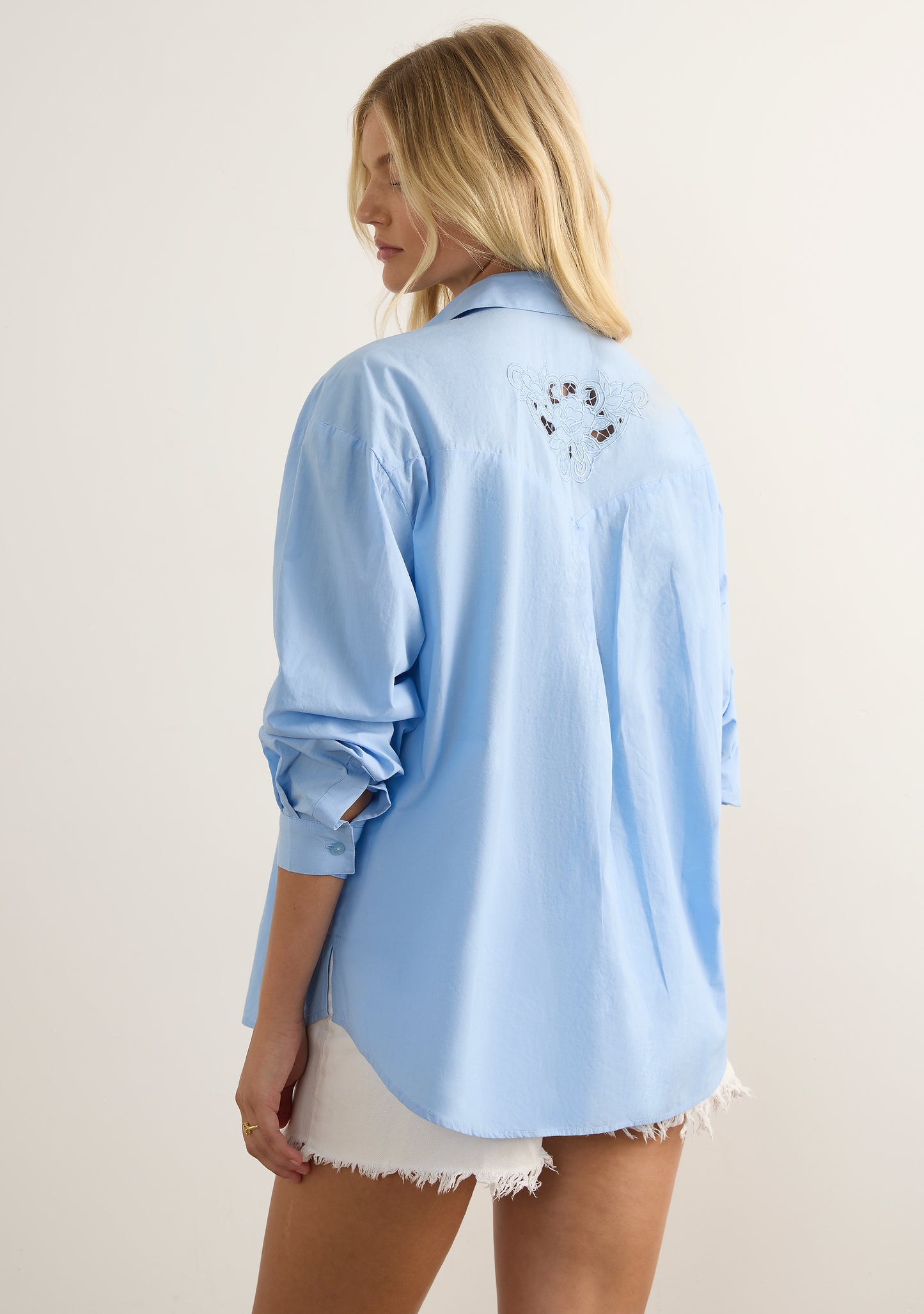 Holden Embroidered Shirt | Dusty Blue