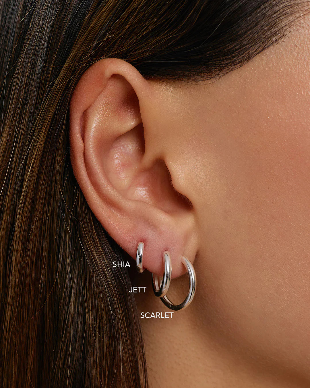 Jett Hoop Earrings | Silver