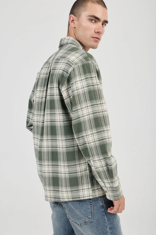 *COMING SOON* Campus Heavy Check Long Sleeve Shirt | Olive