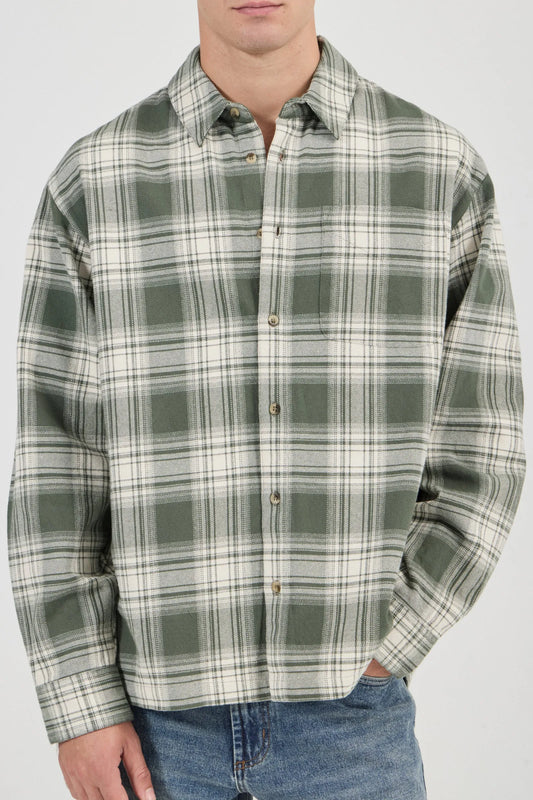 *COMING SOON* Campus Heavy Check Long Sleeve Shirt | Olive