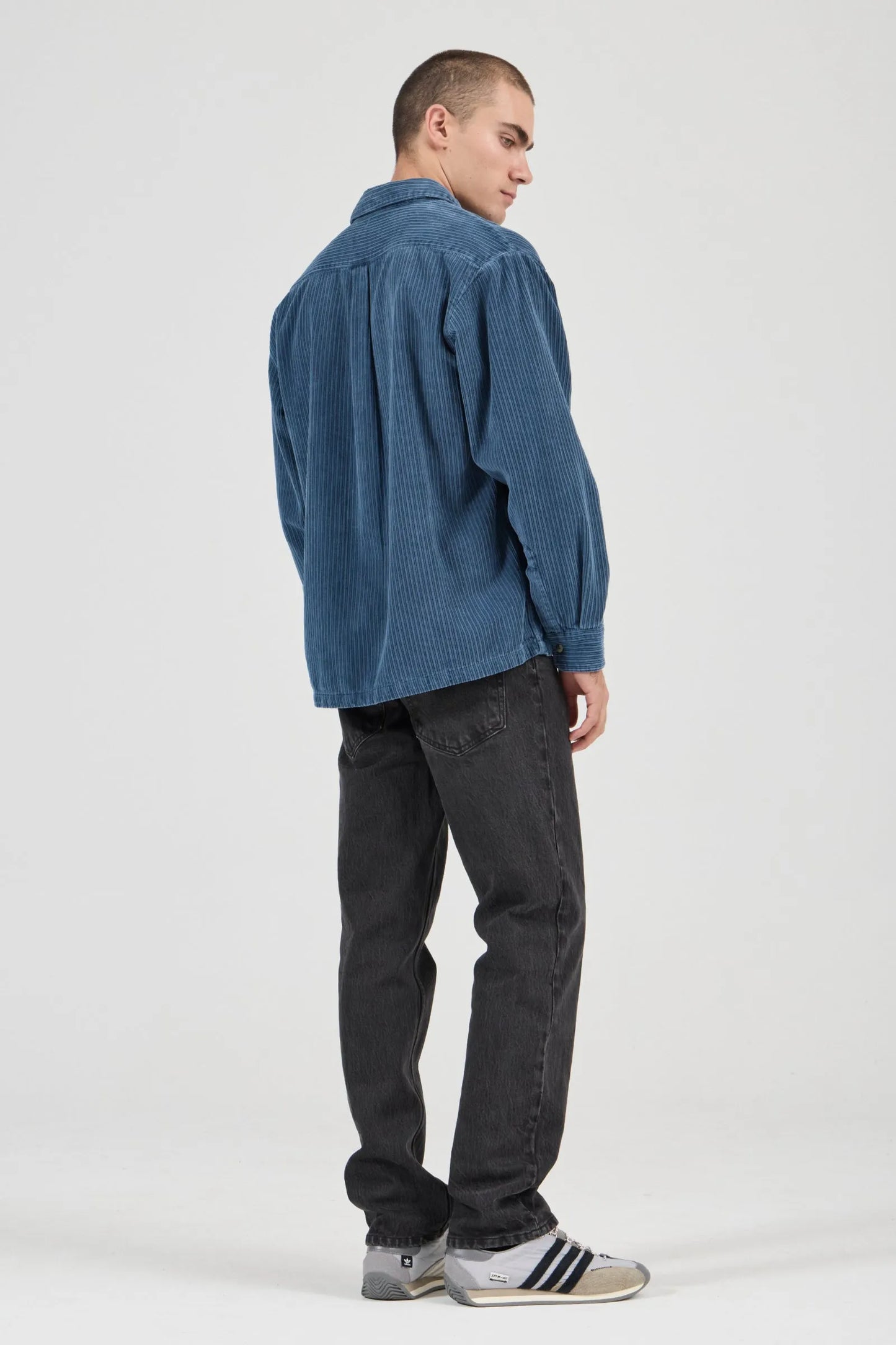 *COMING SOON* Campus Chunky Cord Long Sleeve Shirt | Washed Blue