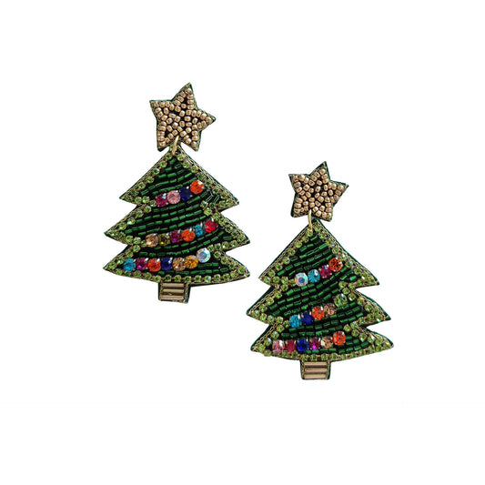 Beaded Christmas Earring | Trees