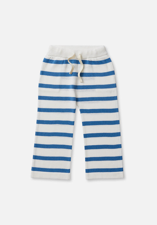 Wide Leg Knit Pants - Moon Blue Stripe