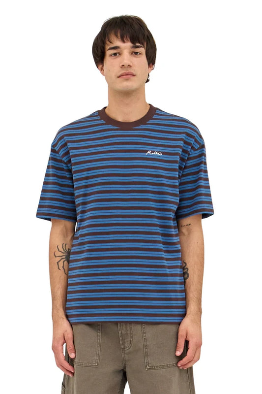 Stripe Tee | Brown Earth + Blue