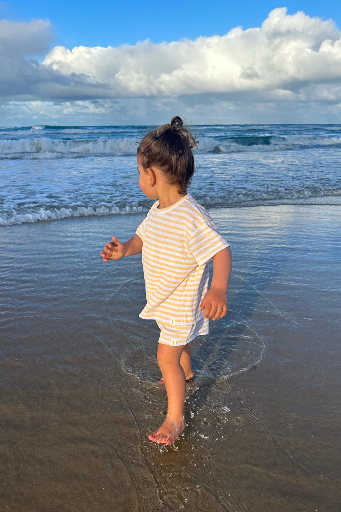 Mini Rib Stripe Shorts | Sunrise Yellow