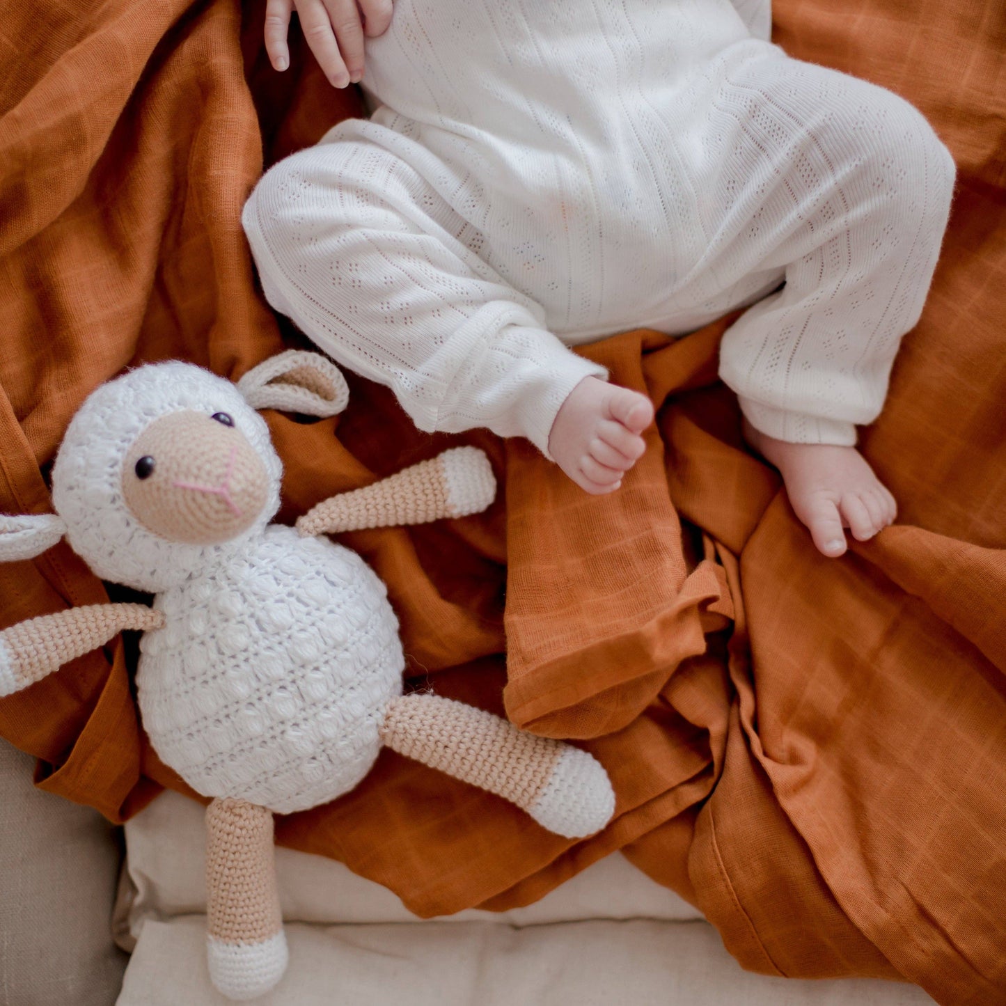 **LANDING SOON** Organic Cotton Muslin Swaddle Wrap | Savannah Rust
